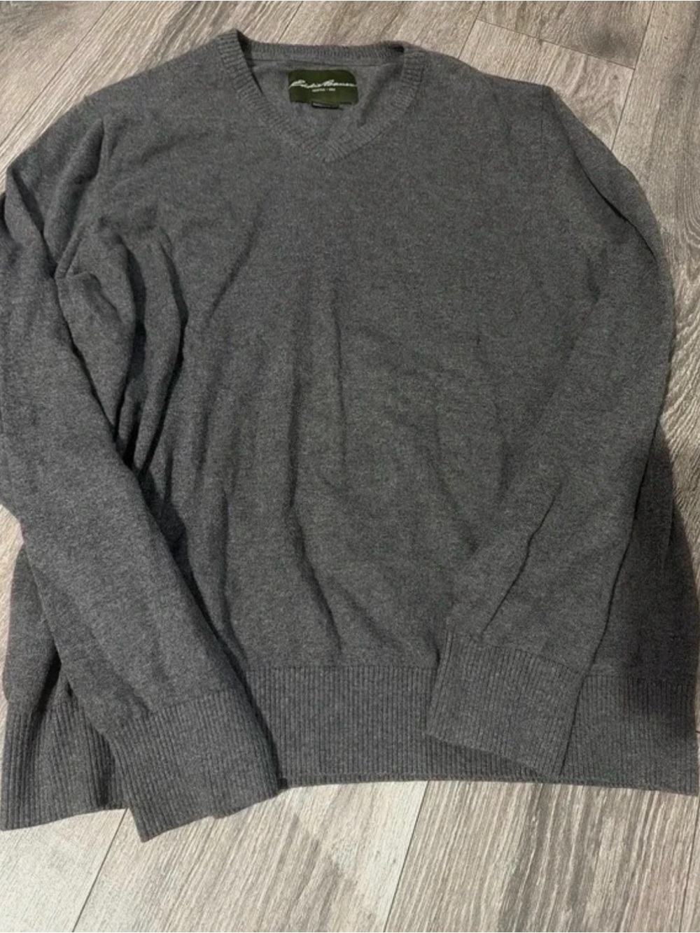 Eddie Bauer Charcoal Gray V-Neck Sweater